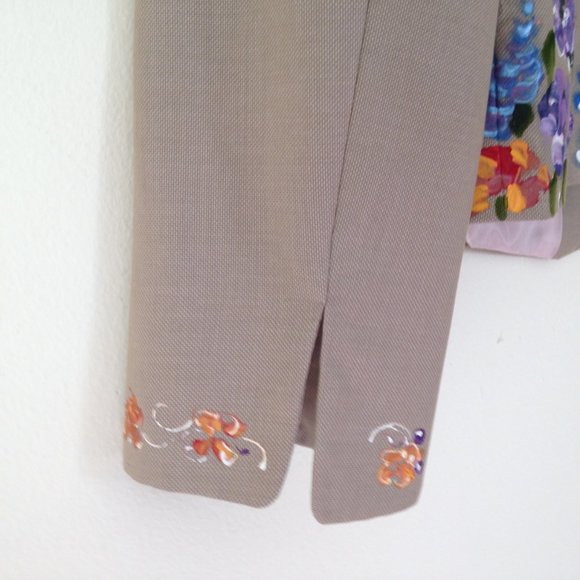 Calvin Klein Hand Painted Floral Blazer Jacket - Picture 13 of 16